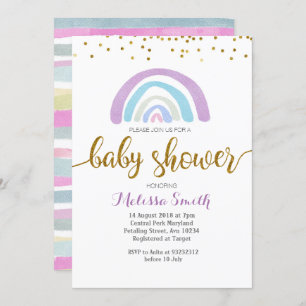Carte pourpre d'invitation de baby shower