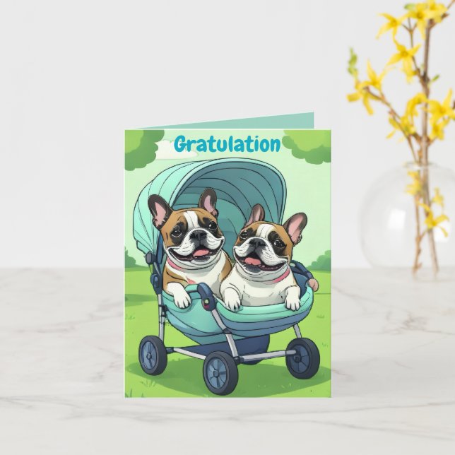 Carte Poussette pour Bouledogue Français (Fleur jaune)