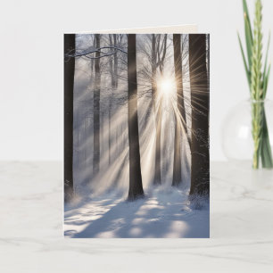 Carte Poutres De Soleil Sympathiques En Forêt D'Hiver