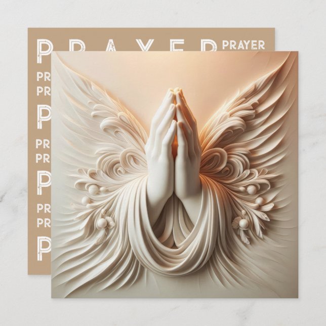Carte Praying Hands In Soft White Tones (Devant / Derrière)