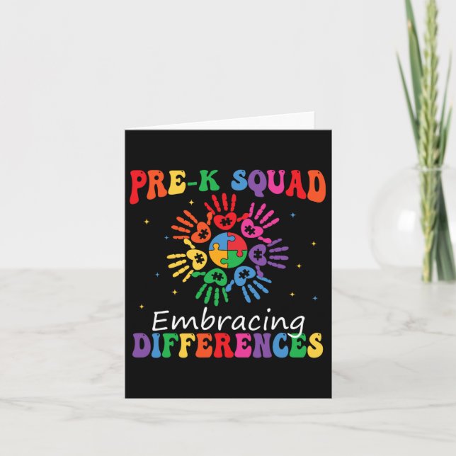 Carte Pré K Squad Accepter les différences Autisme Sped  (Devant)
