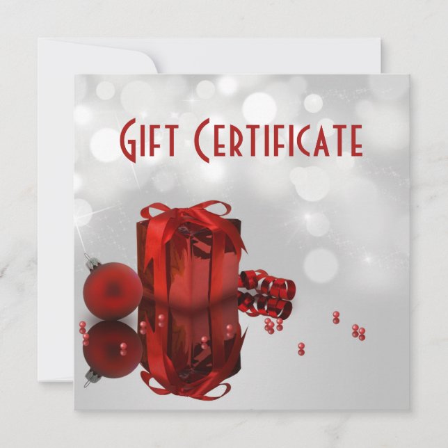 Carte Précieux cadeau de Noël - Certificat cadeau (Devant)