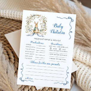 Carte Prédictions et conseils pour bébé lapin bleu aquar