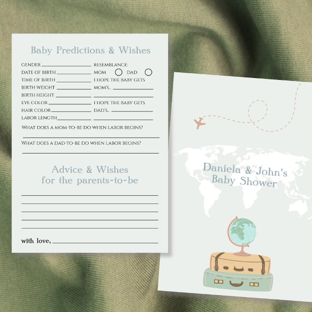 Carte Prédictions et désirs pour bébé Baby shower d'aven (Baby Predictions and Wishes Adventure Baby Shower Card)