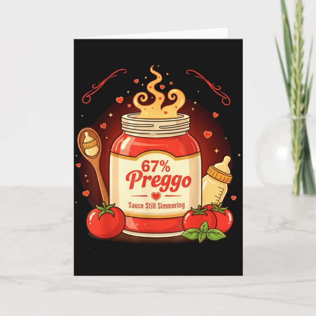 Carte Preggo Sauce Pasta Pregnancy Announcement Funny 67 (Devant)