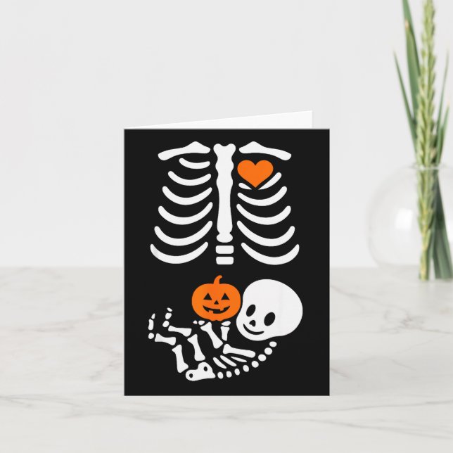 Carte Pregnant Skeleton Baby Bump Funny Halloween Tee  (Devant)