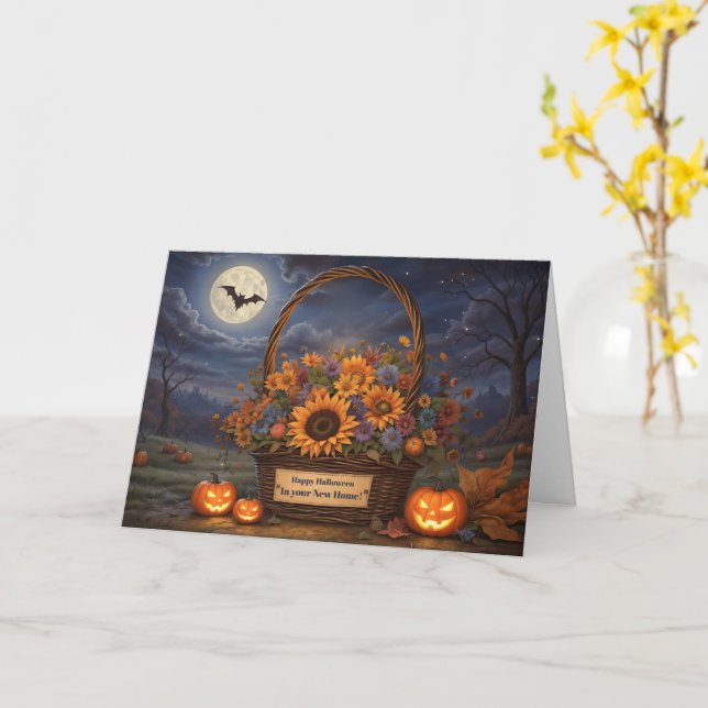 Carte Premier 1er Halloween dans la nouvelle maison (Fleur jaune)