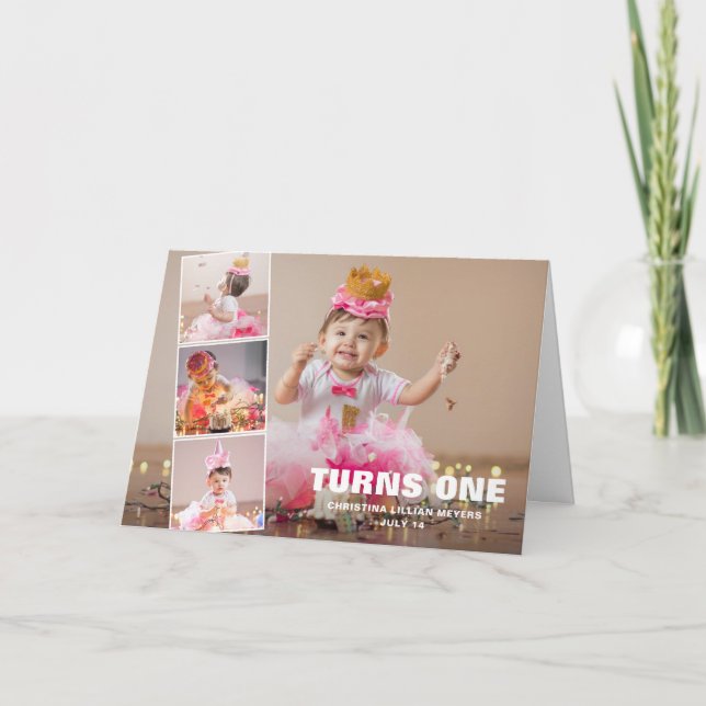Carte Premier anniversaire 4 Collage photo Anniversaire (Devant)