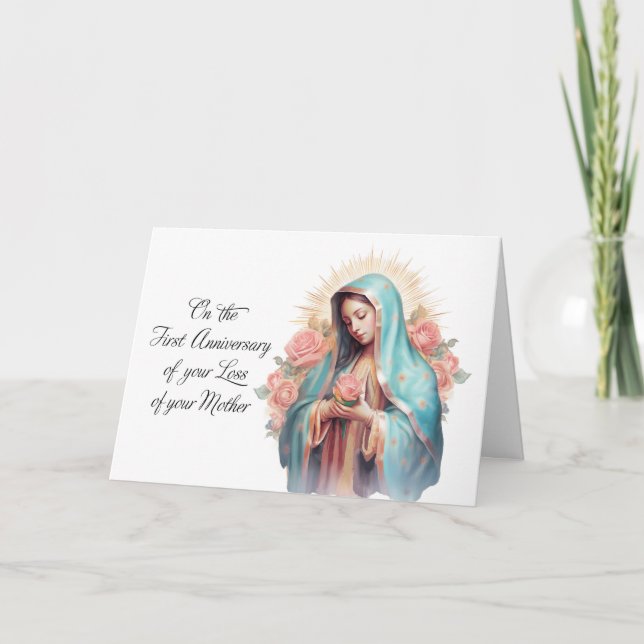 Carte Premier anniversaire de la perte de la mère béni M (Devant)