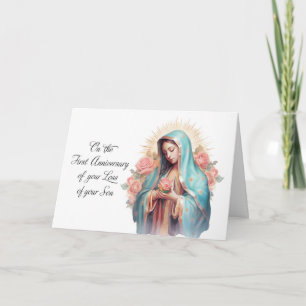 Carte Premier anniversaire de la perte de son béni Marie