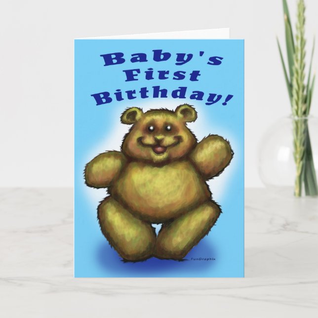 Carte Premier anniversaire du bébé - Garçon (Devant)