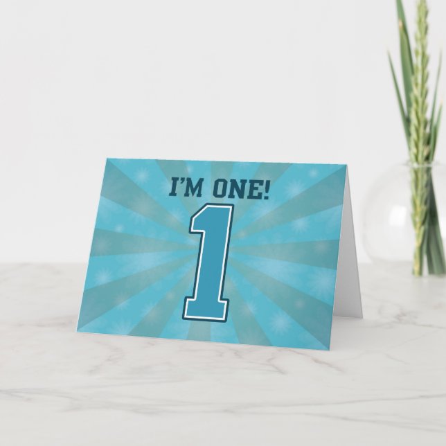 Carte Premier Anniversaire Garçon, Je suis un, Grand Ble (Devant)