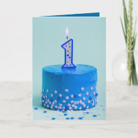 Premier anniversaire gâteau bleu et bougie
