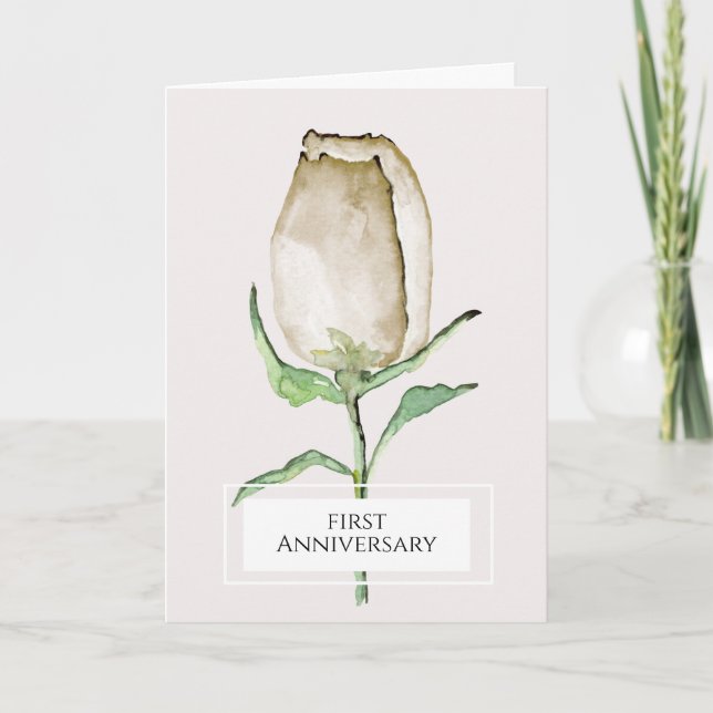 Carte premier anniversaire, moderne, élégant, rose, (Devant)