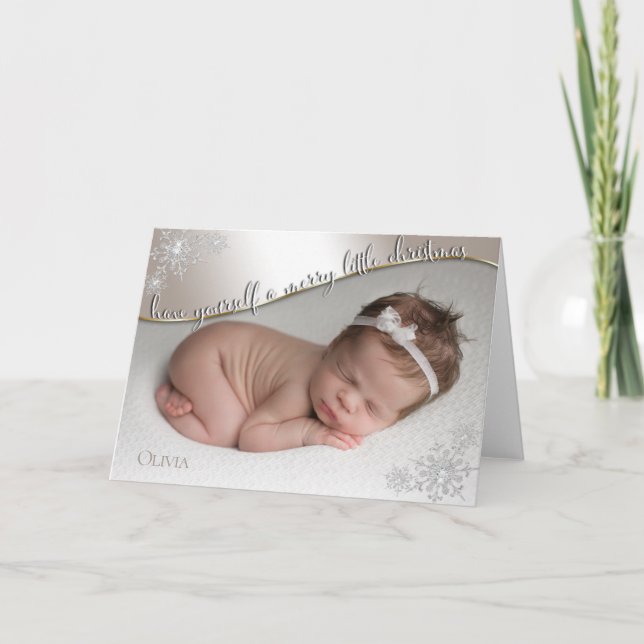 Carte Premier Champagne de Noël pour bébé VOTRE BÉBÉ PHO (Devant)