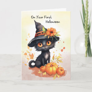 Carte Premier Chat sucré Halloween