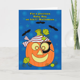 Carte Premier Citrouille d'Halloween de Baby Boy Pirate 