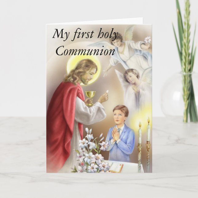 Carte Premier garçon de communion (Devant)