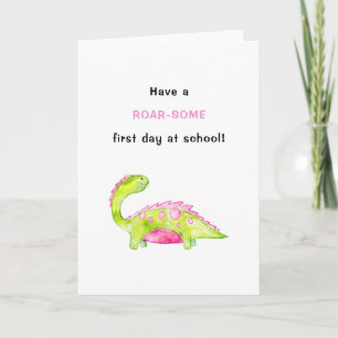 Carte Premier jour à l'école Retour à l'école drôle dino