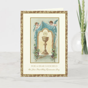 Carte Premier jour de communion de mon filleul Jésus et