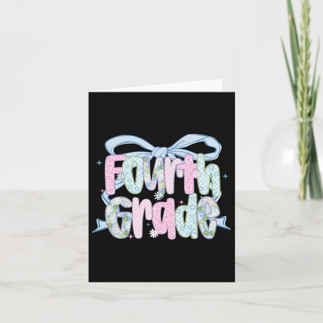 Carte Premier jour de quatrième année Bouquet floral pou (Devant)
