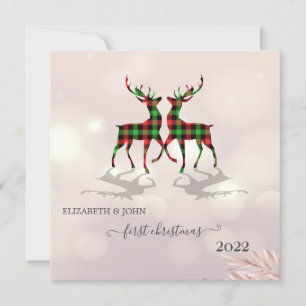 Carte Premier Noël, Boeuf Mocal Deers Plaid