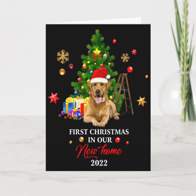 Carte Premier Noël Dans Notre Nouveau Maison Cadeau De N (Devant)