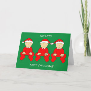 Carte Premier Noël de triplés