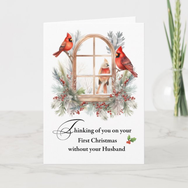 Carte Premier Noël sans votre mari Cardinal Bird (Devant)
