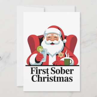 Carte Premier Noël sobre Santa Sobriété Noël