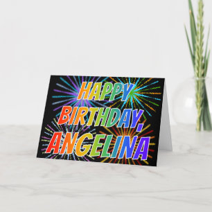 Carte Premier nom "ANGELINA" Fun "HAPPY BIRTHDAY"