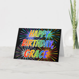 Carte Premier nom "GRACE" Fun "HAPPY BIRTHDAY"