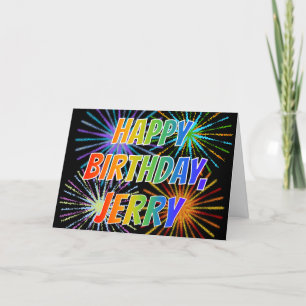 Carte Premier nom : "JERRY" Fun "HAPPY BIRTHDAY"