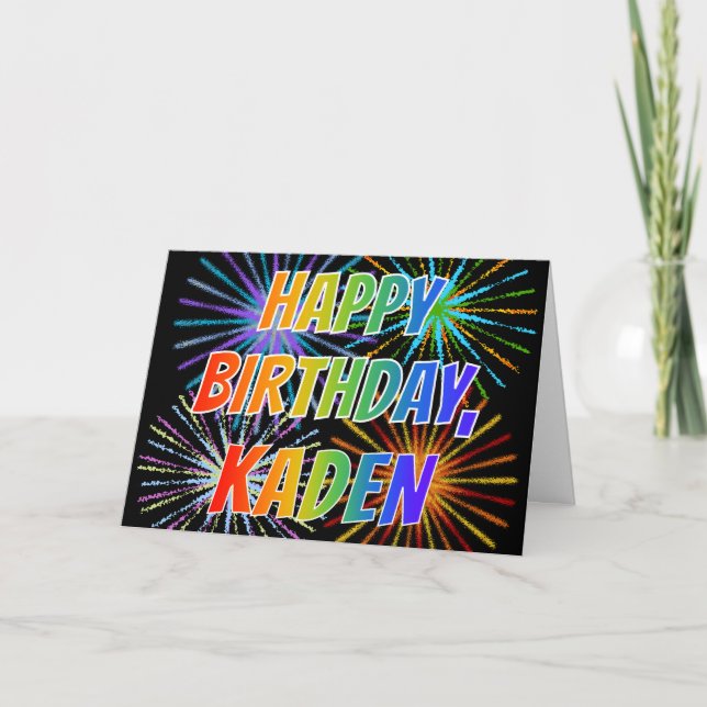 Carte Premier nom "KADEN" Fun "HAPPY BIRTHDAY" (Devant)