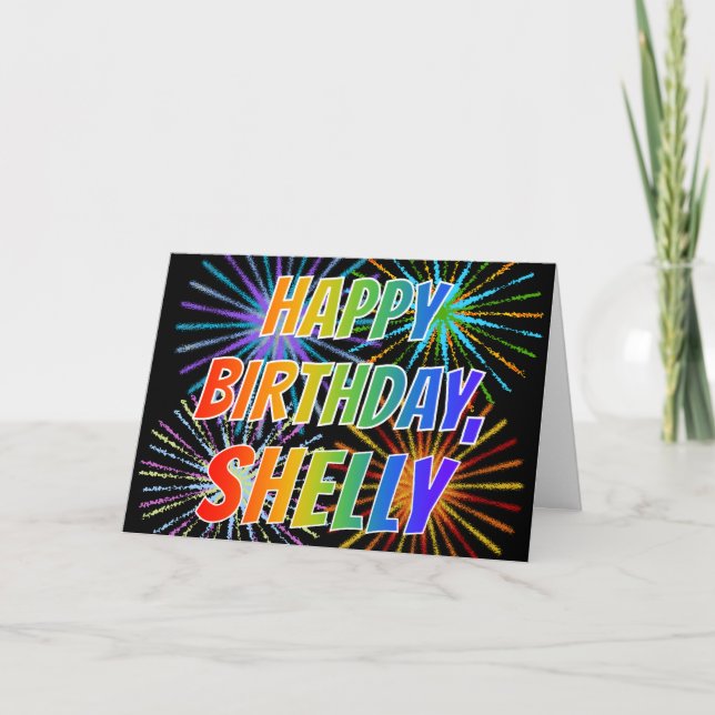 Carte Premier nom : "SHELLY" Fun "HAPPY BIRTHDAY" (Devant)
