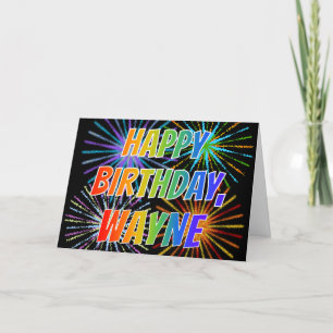 Carte Premier nom "WAYNE" Fun "HAPPY BIRTHDAY"