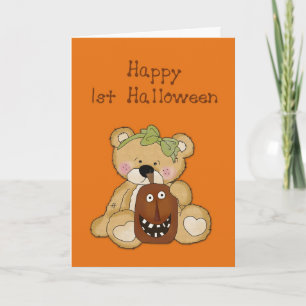 Carte Premier ours de fille d'Halloween