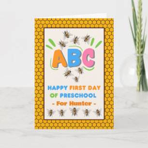 Carte Première année d'école maternelle avec abeilles Aj