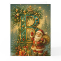 Première B dorée avec Père Noël et Couronne