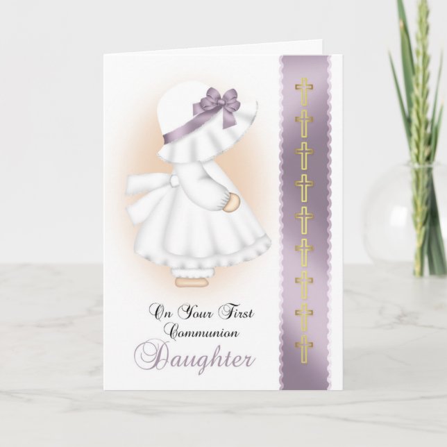 Carte Première communion de fille avec peu de fille de (Devant)