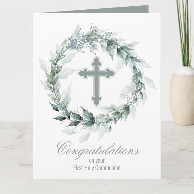 Carte Première communion de la couronne croisée (Devant)