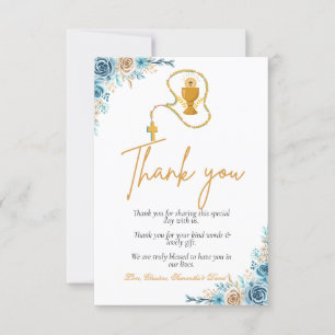 Carte Première communion sainte d'aquarelle simple merci
