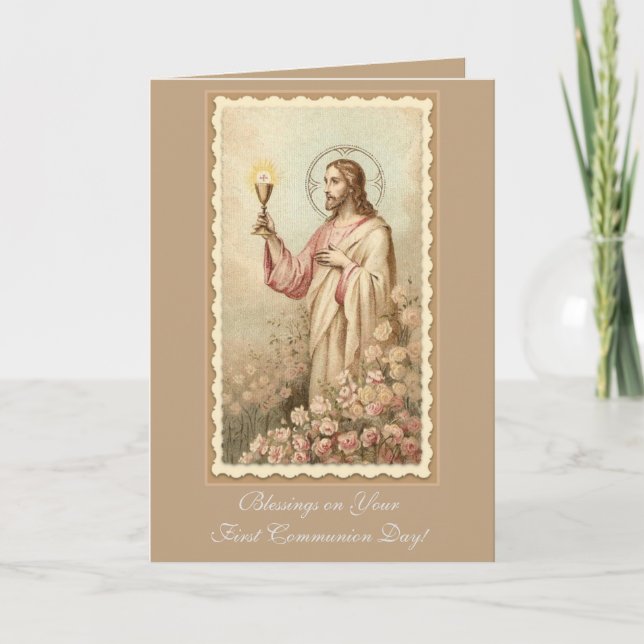 Carte Première Communion Sainte Jésus Chalice (Devant)