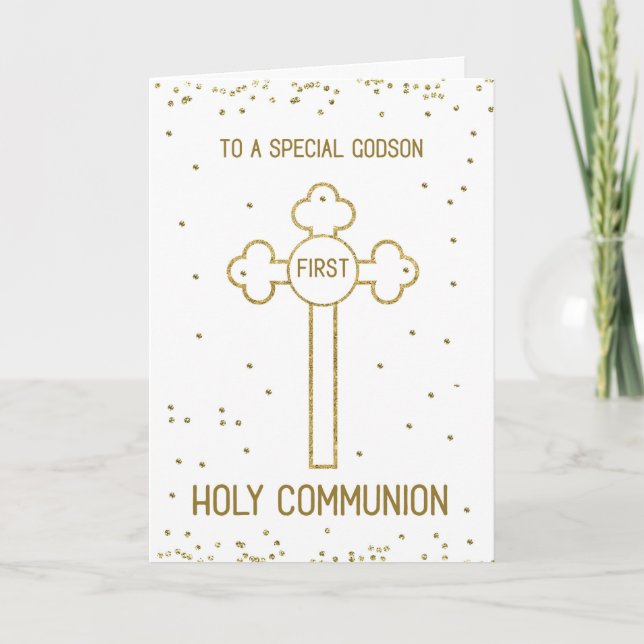 Carte Première croix de regard d'or de sainte communion (Devant)