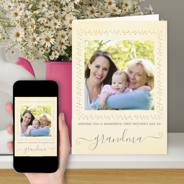 Carte Première fête des mères Photo de lessivage de l'aq (Grandma first mother's day card with photo)