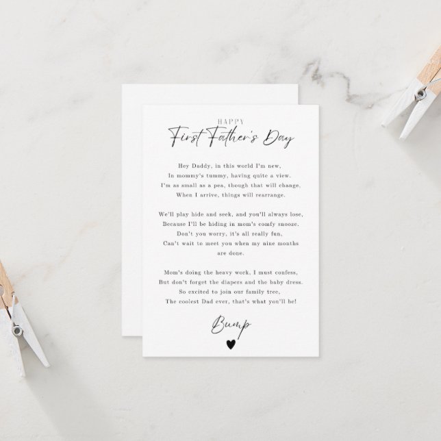 Carte Première Fête des pères : Bump Poem Imprimer Cadea (Devant/Arrière en situation)