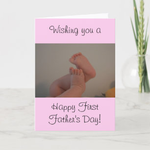 Carte Première fête des pères rose avec message bébé fil