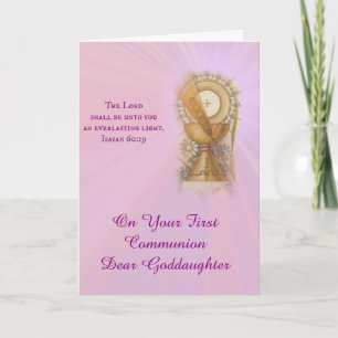 Carte Première Sainte Communion Fille Hôte Chalice Perso