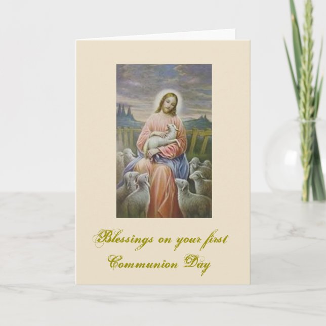 Carte Première sainte communion pour le garçon et la (Devant)