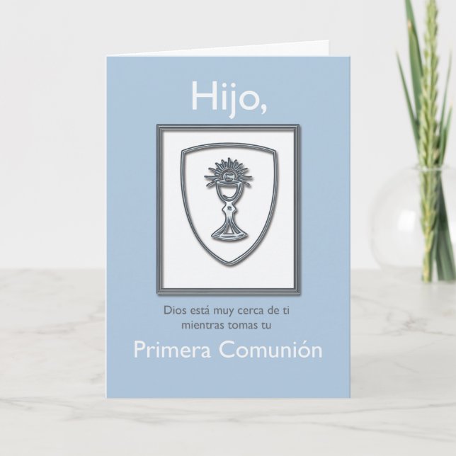 Carte Premiers communion, Espagnol, bleu et argent de (Devant)